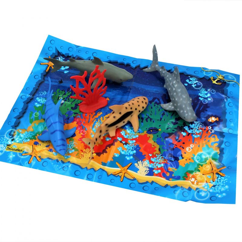 Jucarii, Copii si Bebe - Jucarii si jocuri - Figurine - Set de figurine Deluxebase, jumbo, Sharks, 5 piese - Infinity.ro