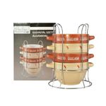 Casa si Gradina - Bucatarie si vesela - Vesela si tacamuri - Farfurii si boluri - Set 4 boluri bucatarie pentru gulas cu suport, ceramica, 0.75 L, 14x9.5 cm, Perfect Home - Infinity.ro