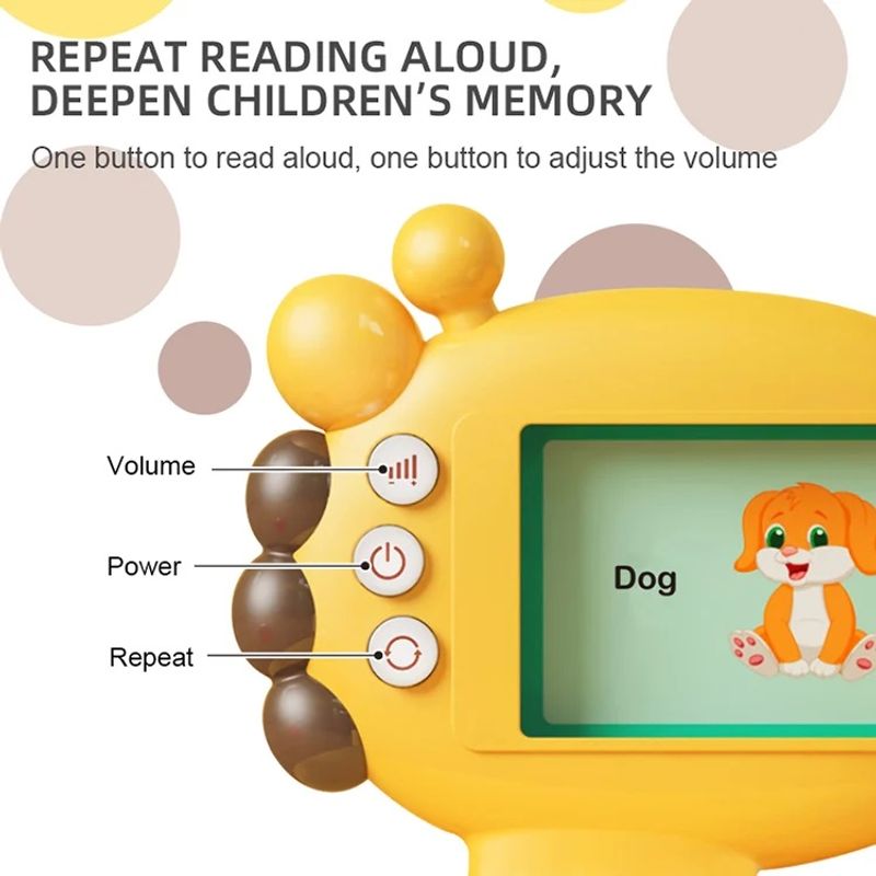 Jucarii, Copii si Bebe - Jucarii si jocuri - Jucarii & jocuri educative - Jucarii interactive - Jucarie educativa Montessori pentru copii, 60 carduri, incarcare MicroUSB, 2 ani+, Girafa galbena, bebeLOGIC™ - Infinity.ro