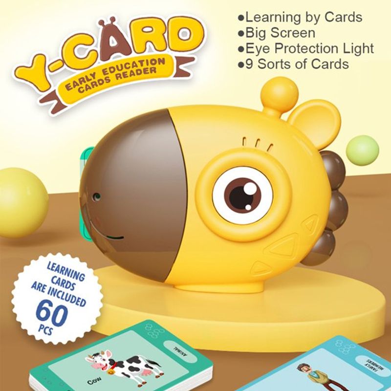 Jucarii, Copii si Bebe - Jucarii si jocuri - Jucarii & jocuri educative - Jucarii interactive - Jucarie educativa Montessori pentru copii, 60 carduri, incarcare MicroUSB, 2 ani+, Girafa galbena, bebeLOGIC™ - Infinity.ro