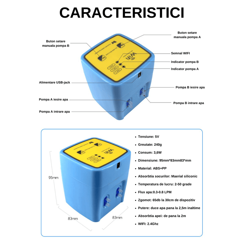 Casa si Gradina - Gradinarit si plante - Instalatii si accesorii pentru irigatii - Accesorii irigare - Kit de irigat la radacina plantelor, Florilor, WIFI, 20 Ghivece, 2 Pompe, Programator irigare, Aplicatie Smart Life - Infinity.ro