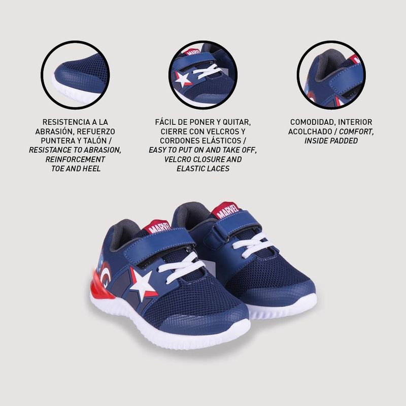 Fashion, accesorii si bijuterii - Copii - Incaltaminte copii - Pantofi copii - Pantofi sport cu luminite Capitan America, model 2300004696, Marime 34 EU, Albastru - Infinity.ro
