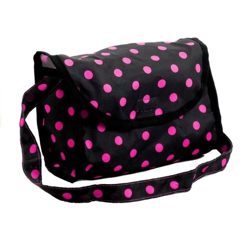 Jucarii, Copii si Bebe - Jucarii si jocuri - Papusi si accesorii - Carucioare papusi si accesorii - Carucior pentru papusi, negru cu buline roz, LeanToys, 5245 - Infinity.ro