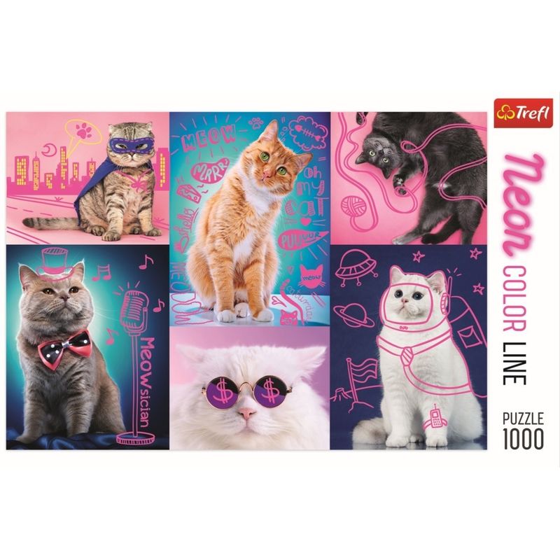 Jucarii, Copii si Bebe - Jucarii si jocuri - Jocuri si puzzle - Puzzle - Puzzle trefl 1000 super pisici neon - Infinity.ro