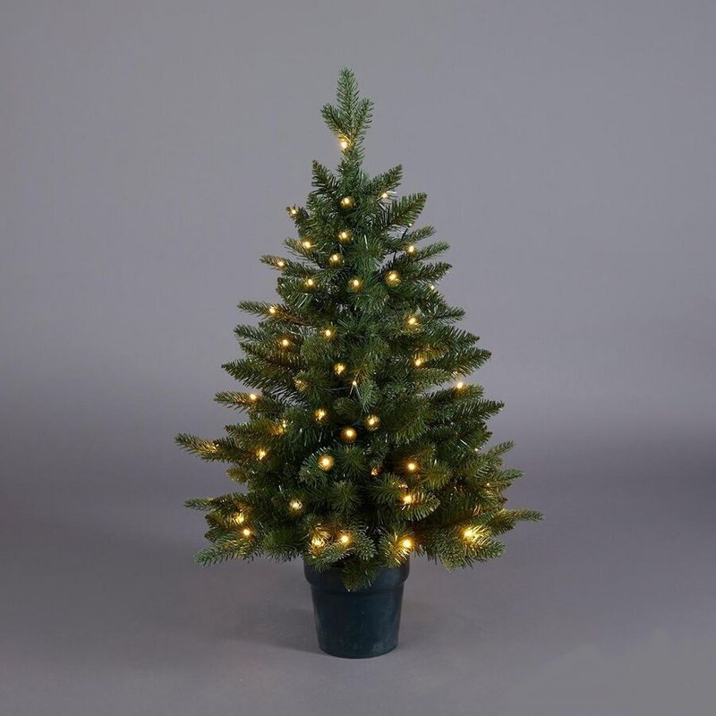 Casa si Gradina - Decoratiuni - Decoratiuni de sezon - Brad artificial decorativ cu lumini Pino Mix, ace 3D, 90 cm, 60 led-uri, verde - Infinity.ro