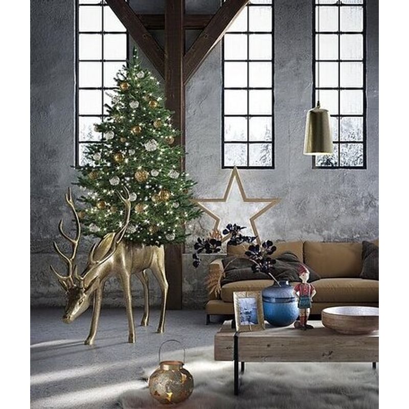 Casa si Gradina - Decoratiuni - Decoratiuni de sezon - Brad artificial Pino Luxury cu lumini, ace 3D, 210 cm, 4000 LED uri, PE, verde - Infinity.ro