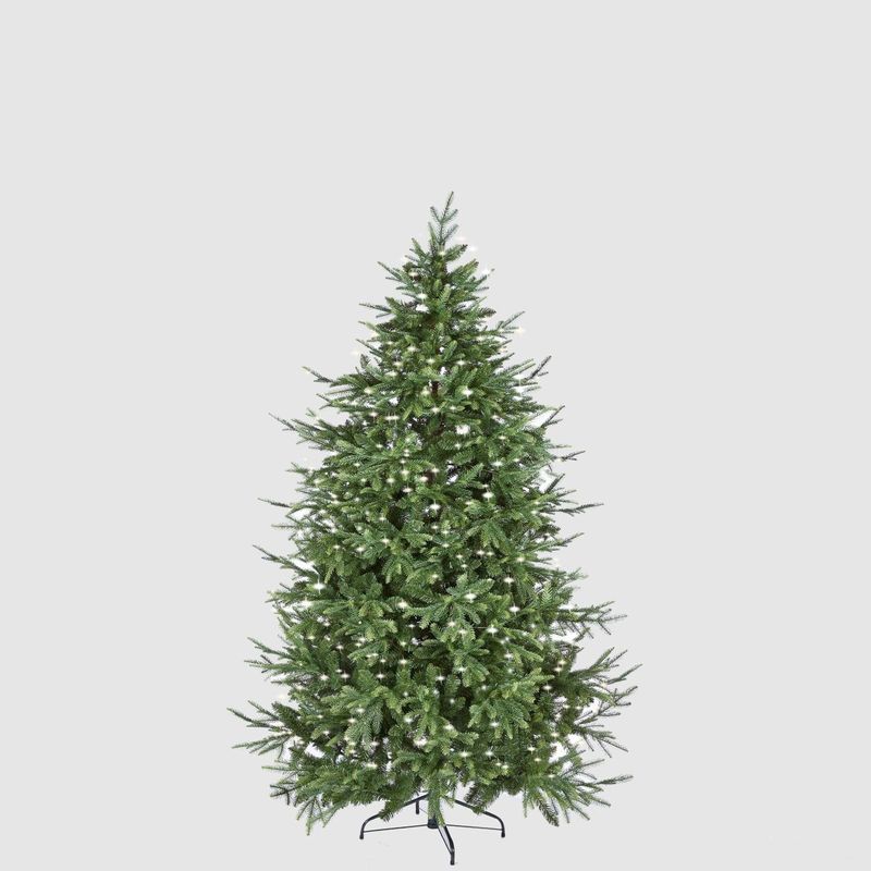 Casa si Gradina - Decoratiuni - Decoratiuni de sezon - Brad artificial Pino Luxury cu lumini, ace 3D, 210 cm, 4000 LED uri, PE, verde - Infinity.ro