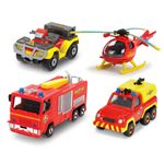 Jucarii, Copii si Bebe - Jucarii si jocuri - Vehicule si jucarii cu telecomanda - Masinute - Pompierul sam set 4 vehicule din metal cu elicopter scara 1:64 - Infinity.ro