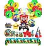 Casa si Gradina - Decoratiuni - Decoratiuni petrecere - Vesela pentru petrecere - Set 154 piese vesela petrecere Super Mario pentru 10 copi, servirea completa a mesei + baloane latex si folie aluminiu - Infinity.ro