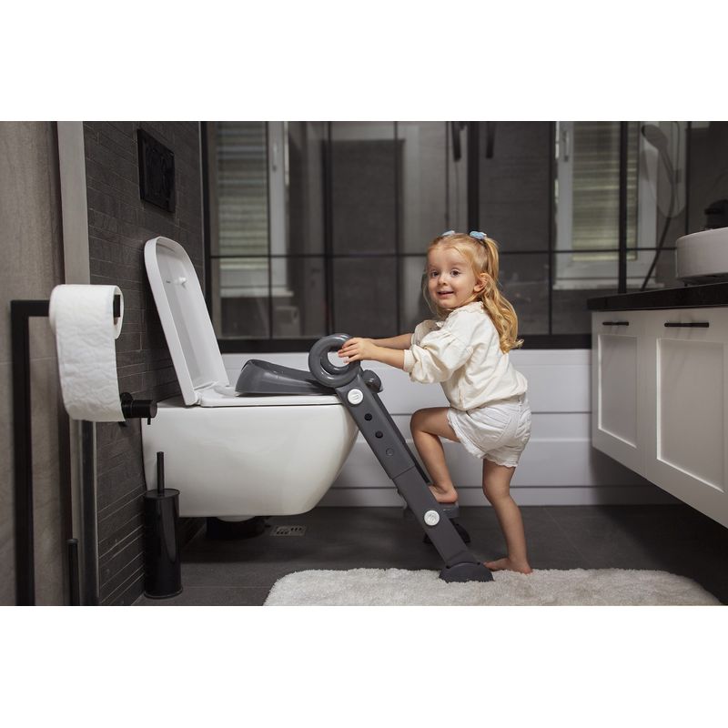 Jucarii, Copii si Bebe - Igiena si ingrijire - Baia bebelusului - Olite si reductoare WC - Reductor toaleta pliabil cu scara, BabyJem (Culoare: Corai) - Infinity.ro
