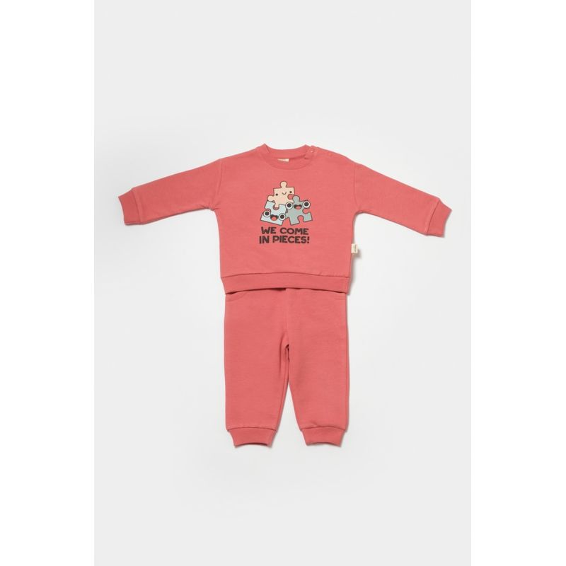 Fashion, accesorii si bijuterii - Copii - Imbracaminte copii - Treninguri si compleuri copii - Set hanorac si pantaloni, Two thread, 100%bumbac organic - Rose, BabyCosy (Marime: 12-18 Luni) - Infinity.ro