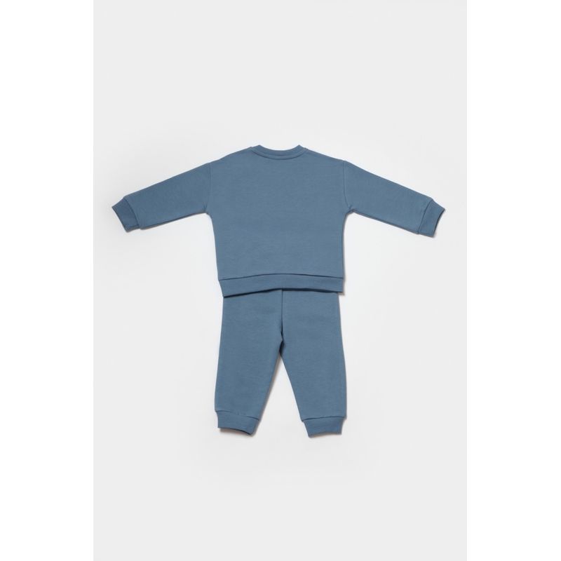 Fashion, accesorii si bijuterii - Copii - Imbracaminte copii - Treninguri si compleuri copii - Set hanorac si pantaloni, Two thread, 100%bumbac organic - Indigo, BabyCosy (Marime: 12-18 Luni) - Infinity.ro