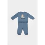 Fashion, accesorii si bijuterii - Copii - Imbracaminte copii - Treninguri si compleuri copii - Set hanorac si pantaloni, Two thread, 100%bumbac organic - Indigo, BabyCosy (Marime: 12-18 Luni) - Infinity.ro