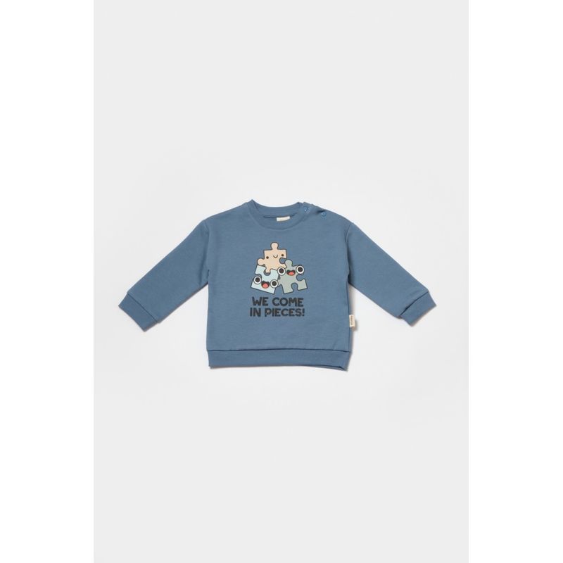 Fashion, accesorii si bijuterii - Copii - Imbracaminte copii - Treninguri si compleuri copii - Set hanorac si pantaloni, Two thread, 100%bumbac organic - Indigo, BabyCosy (Marime: 12-18 Luni) - Infinity.ro