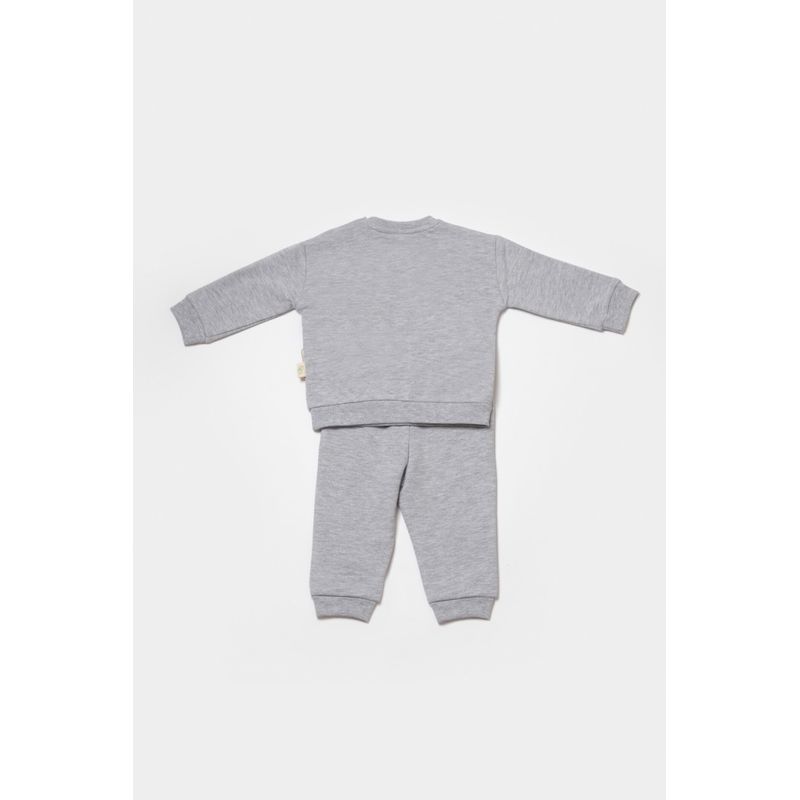 Fashion, accesorii si bijuterii - Copii - Imbracaminte copii - Treninguri si compleuri copii - Set hanorac si pantaloni, Two thread, 100%bumbac organic - Gri, BabyCosy (Marime: 3-6 Luni) - Infinity.ro