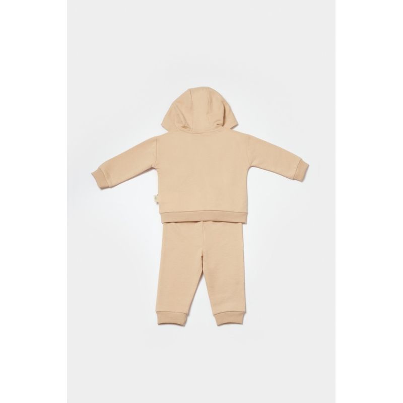 Fashion, accesorii si bijuterii - Copii - Imbracaminte copii - Treninguri si compleuri copii - Set hanorac cu gluga si pantaloni, Two thread, 100%bumbac organic - Stone, BabyCosy (Marime: 18-24 Luni) - Infinity.ro