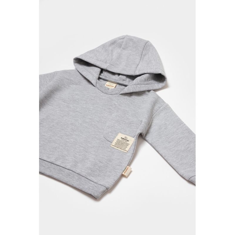 Fashion, accesorii si bijuterii - Copii - Imbracaminte copii - Treninguri si compleuri copii - Set hanorac cu gluga si pantaloni, Two thread, 100%bumbac organic - Gri, BabyCosy (Marime: 18-24 Luni) - Infinity.ro