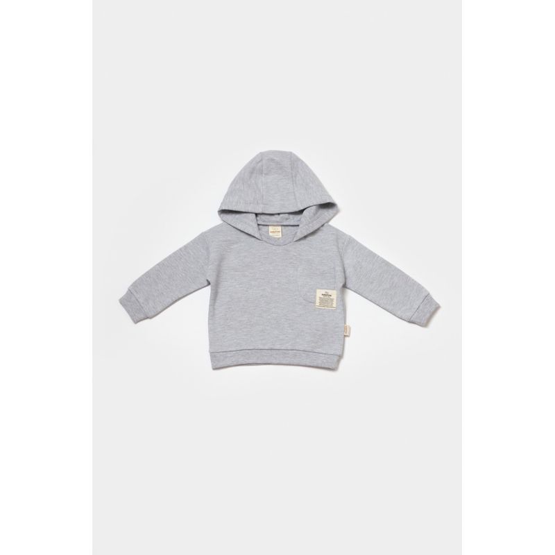 Fashion, accesorii si bijuterii - Copii - Imbracaminte copii - Treninguri si compleuri copii - Set hanorac cu gluga si pantaloni, Two thread, 100%bumbac organic - Gri, BabyCosy (Marime: 18-24 Luni) - Infinity.ro