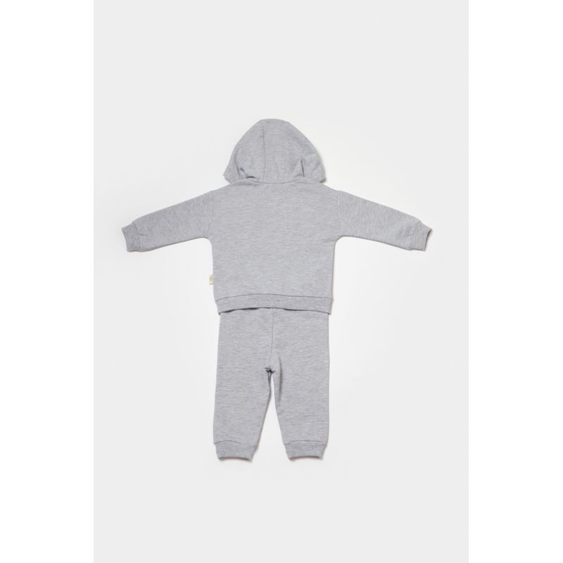 Fashion, accesorii si bijuterii - Copii - Imbracaminte copii - Treninguri si compleuri copii - Set hanorac cu gluga si pantaloni, Two thread, 100%bumbac organic - Gri, BabyCosy (Marime: 3-6 Luni) - Infinity.ro