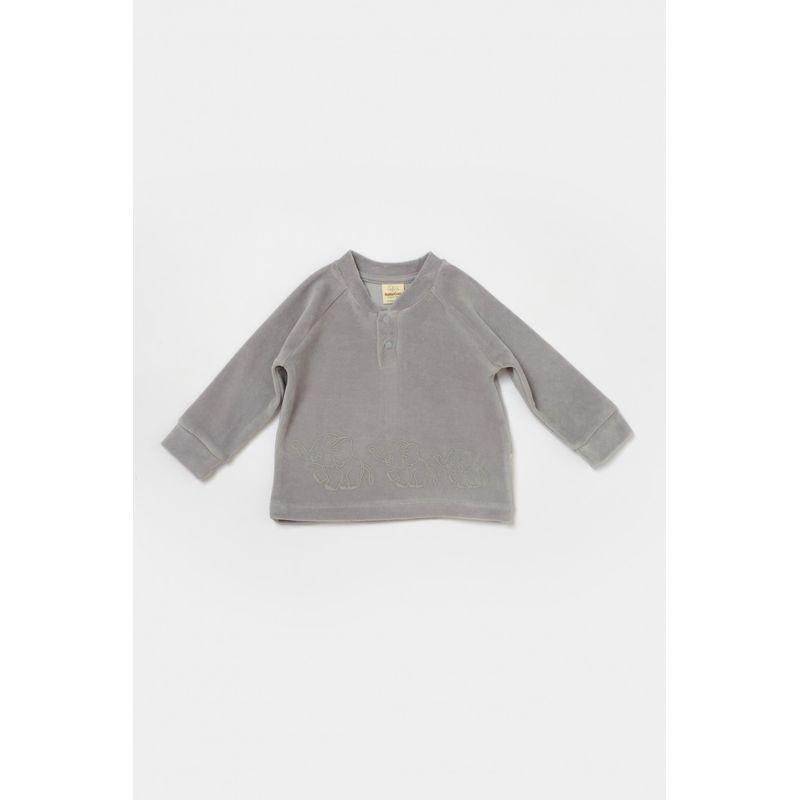 Fashion, accesorii si bijuterii - Copii - Imbracaminte copii - Treninguri si compleuri copii - Set bluzita si pantaloni Elefant, 80%bumbac organic si 20% poliester - Gri, BabyCosy (Marime: 18-24 Luni) - Infinity.ro