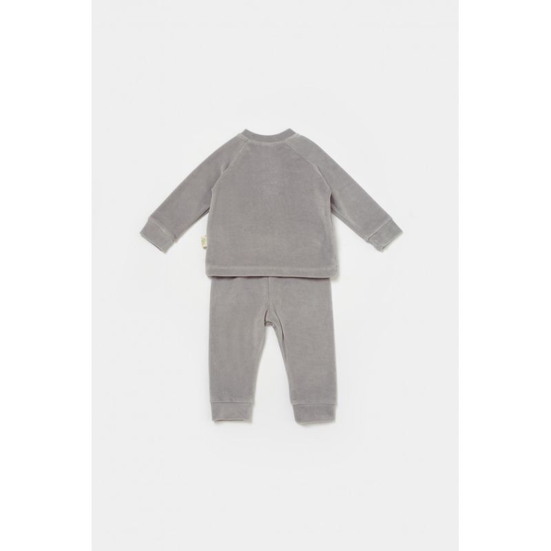 Fashion, accesorii si bijuterii - Copii - Imbracaminte copii - Treninguri si compleuri copii - Set bluzita si pantaloni Elefant, 80%bumbac organic si 20% poliester - Gri, BabyCosy (Marime: 18-24 Luni) - Infinity.ro