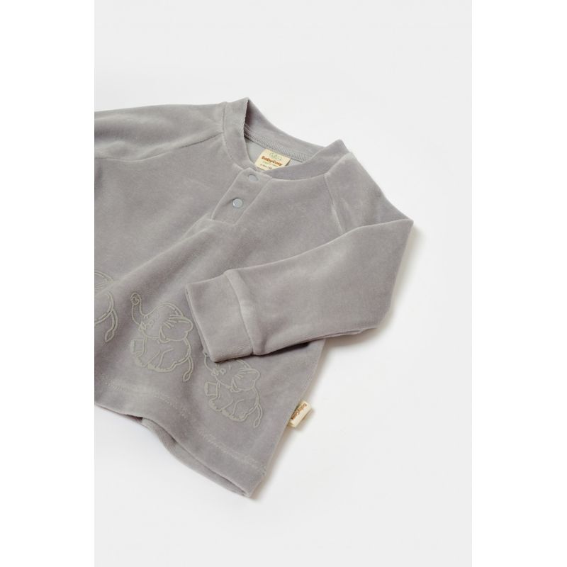 Fashion, accesorii si bijuterii - Copii - Imbracaminte copii - Treninguri si compleuri copii - Set bluzita si pantaloni Elefant, 80%bumbac organic si 20% poliester - Gri, BabyCosy (Marime: 18-24 Luni) - Infinity.ro