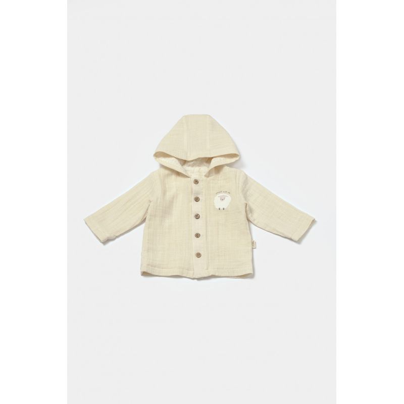 Fashion, accesorii si bijuterii - Copii - Imbracaminte copii - Treninguri si compleuri copii - Set bluza cu gluga si pantaloni, Winter muselin, 100% bumbac - Stone, BabyCosy (Marime: 12-18 Luni) - Infinity.ro