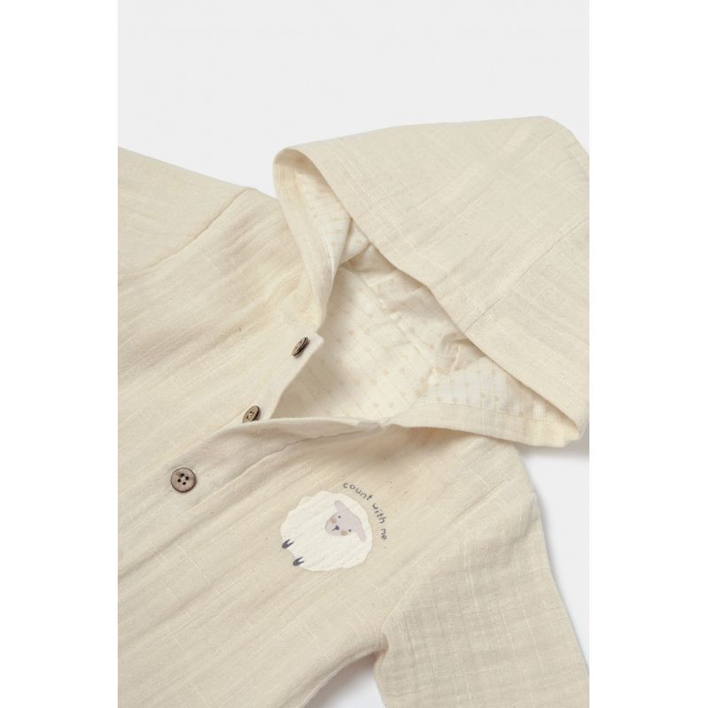 Fashion, accesorii si bijuterii - Copii - Imbracaminte copii - Treninguri si compleuri copii - Set bluza cu gluga si pantaloni, Winter muselin, 100% bumbac - Stone, BabyCosy (Marime: 12-18 Luni) - Infinity.ro