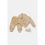 Fashion, accesorii si bijuterii - Copii - Imbracaminte copii - Treninguri si compleuri copii - Set bluza cu buzunar si pantaloni Ursulet, Winter muselin, 100% bumbac dublat - Apricot, BabyCosy (Marime: 18-24 Luni) - Infinity.ro