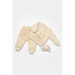 Fashion, accesorii si bijuterii - Copii - Imbracaminte copii - Treninguri si compleuri copii - Set bluza cu buzunar si pantaloni Ursulet, Winter muselin, 100% bumbac dublat - Stone, BabyCosy (Marime: 18-24 Luni) - Infinity.ro