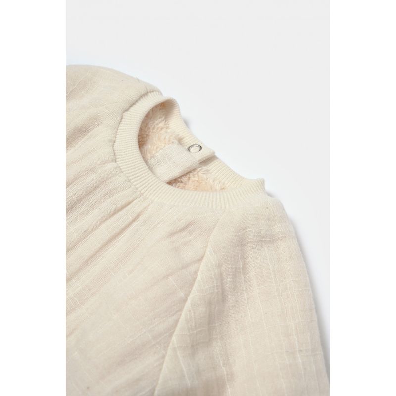 Fashion, accesorii si bijuterii - Copii - Imbracaminte copii - Treninguri si compleuri copii - Set bluza cu buzunar si pantaloni Ursulet, Winter muselin, 100% bumbac dublat - Stone, BabyCosy (Marime: 18-24 Luni) - Infinity.ro