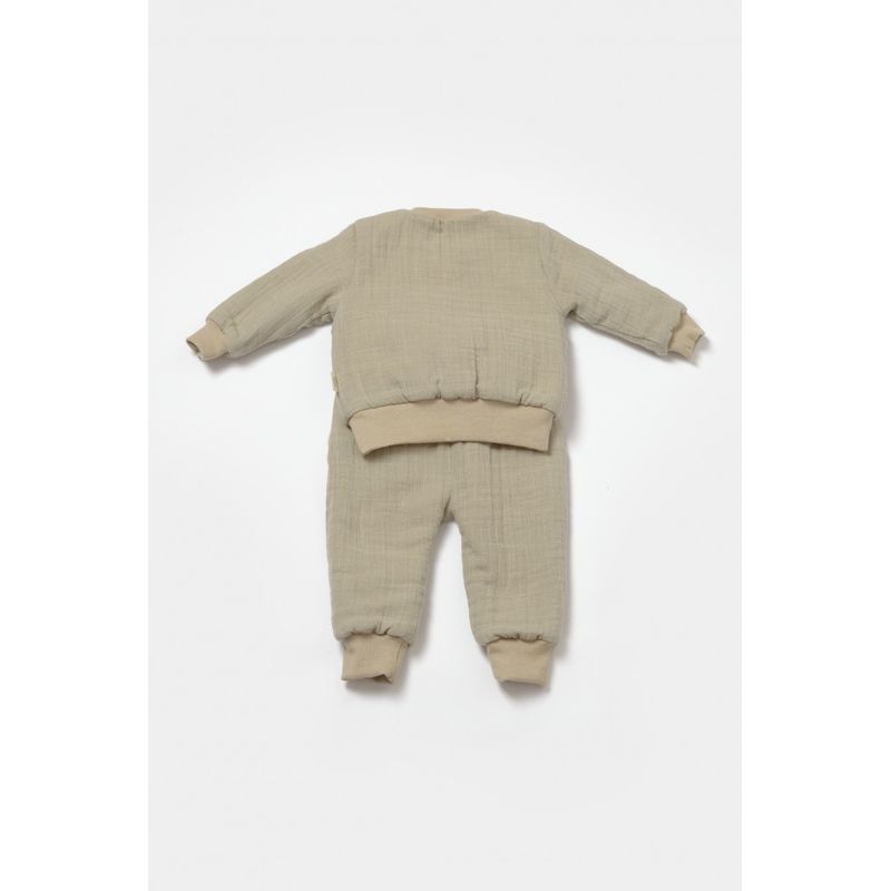 Fashion, accesorii si bijuterii - Copii - Imbracaminte copii - Treninguri si compleuri copii - Set bluza dublata si pantaloni Ursulet, Winter muselin, 100% bumbac - Verde, BabyCosy (Marime: 18-24 Luni) - Infinity.ro