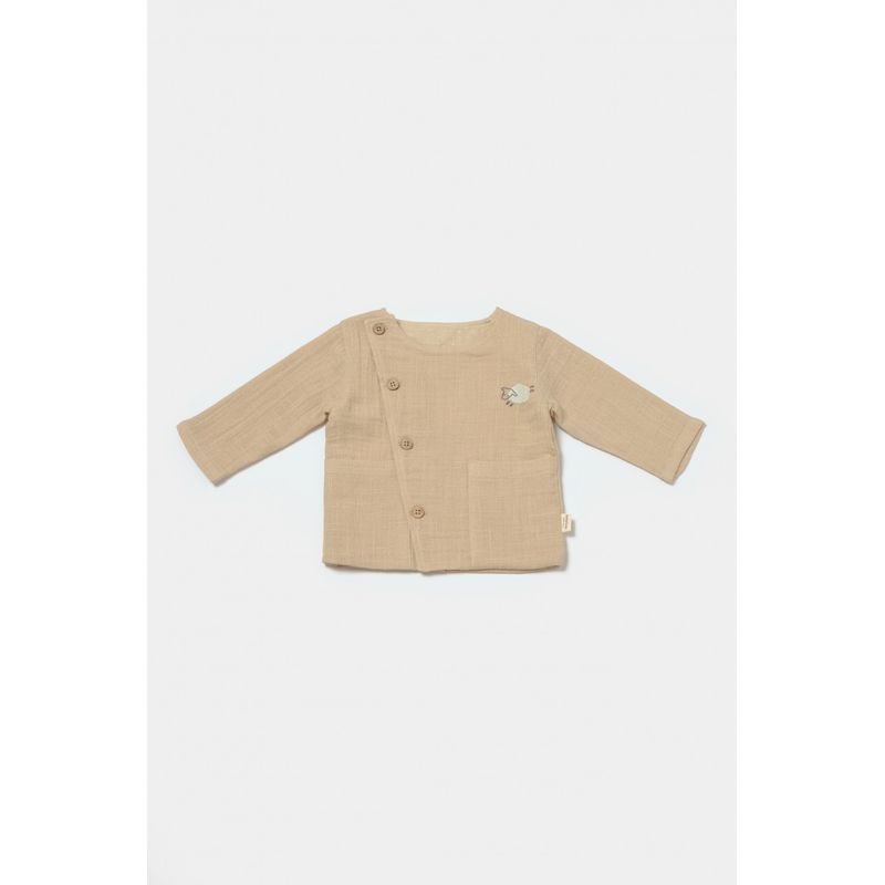 Fashion, accesorii si bijuterii - Copii - Imbracaminte copii - Treninguri si compleuri copii - Set bluza cu nasturi si pantaloni , Winter muselin, 100% bumbac - Apricot, BabyCosy (Marime: 18-24 Luni) - Infinity.ro