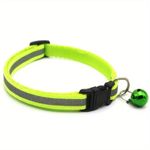 Petshop - Accesorii petshop - Zgarzi, lese si hamuri - Zgarzi - Zgarda reflectorizanta pentru pisica sau caine, cu clopotel, reglabila - Verde Fosforescent - Infinity.ro