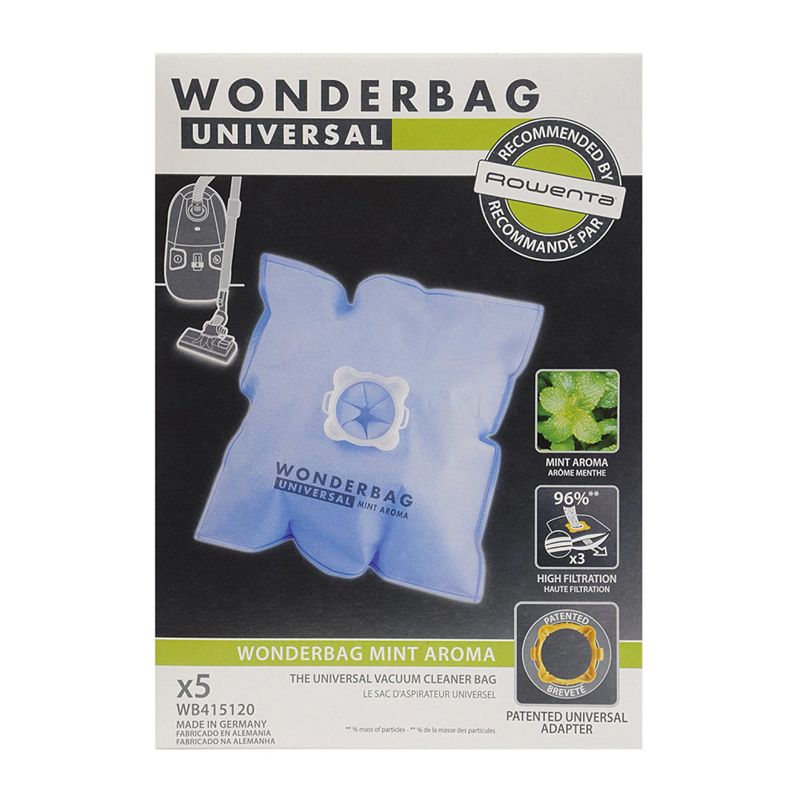 Electronice si Electrocasnice - Ingrijirea locuintei - Accesorii aparate pentru ingrijirea locuintei - Set 5 bucati saci de aspirator Wonderbag Mint Aroma WB415120, compatibilitate cu Rowenta si Moulinex - Infinity.ro