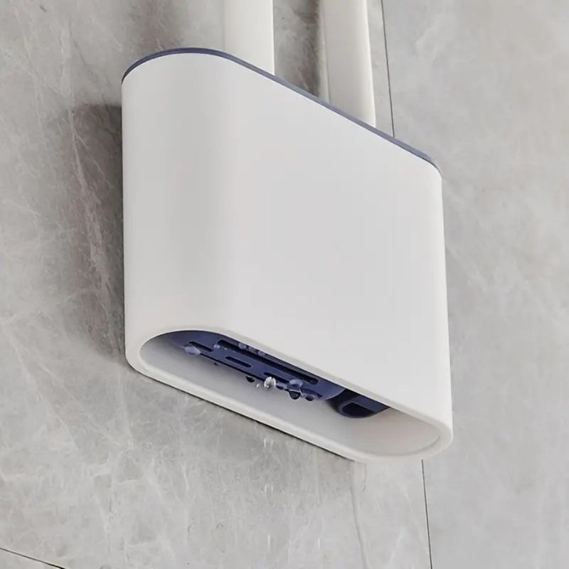 Market - Curatenie si intretinere casa - Produse menaj - Accesorii curatenie - Perie de WC cu cap flexibil din silicon, aspect modern, cu suport si mini perie pentru curatarea spatiilor greu accesibile, Alb - Infinity.ro