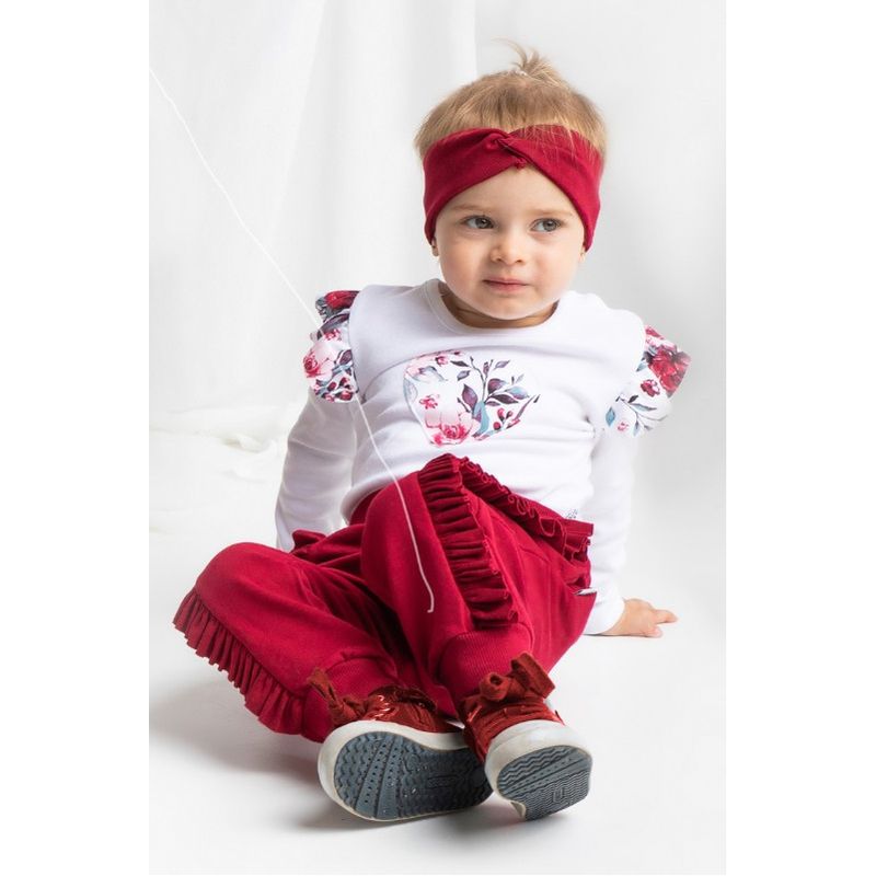 Fashion, accesorii si bijuterii - Copii - Imbracaminte copii - Pantaloni copii - Pantalon de trening (180274) Colectia "Kate" 2021 Visiniu, Marimea 92 - Infinity.ro