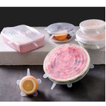 Casa si Gradina - Mobilier - Organizare si depozitare - Cutii depozitare - Set 6 Capace flexibile din Silicon, reutilizabile, capac pentru vase/recipiente, transparente, diferite dimensiuni - Infinity.ro