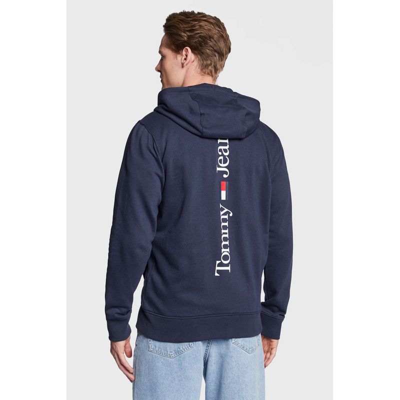 Fashion, accesorii si bijuterii - Barbati - Imbracaminte - Tricouri si bluze barbati - Bluza Tommy Jeans Back Linear Regular Fit, M INTL, Bleumarin - Infinity.ro