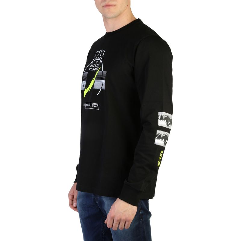 Fashion, accesorii si bijuterii - Barbati - Imbracaminte - Tricouri si bluze barbati - Bluza sport Diesel cu imprimeu grafic 2XL INTL Negru/Alb - Infinity.ro