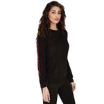 Fashion, accesorii si bijuterii - Femei - Imbracaminte femei - Camasi si bluze femei - Bluza cu maneca lunga Jadea Negru/Bordeaux S INTL - Infinity.ro