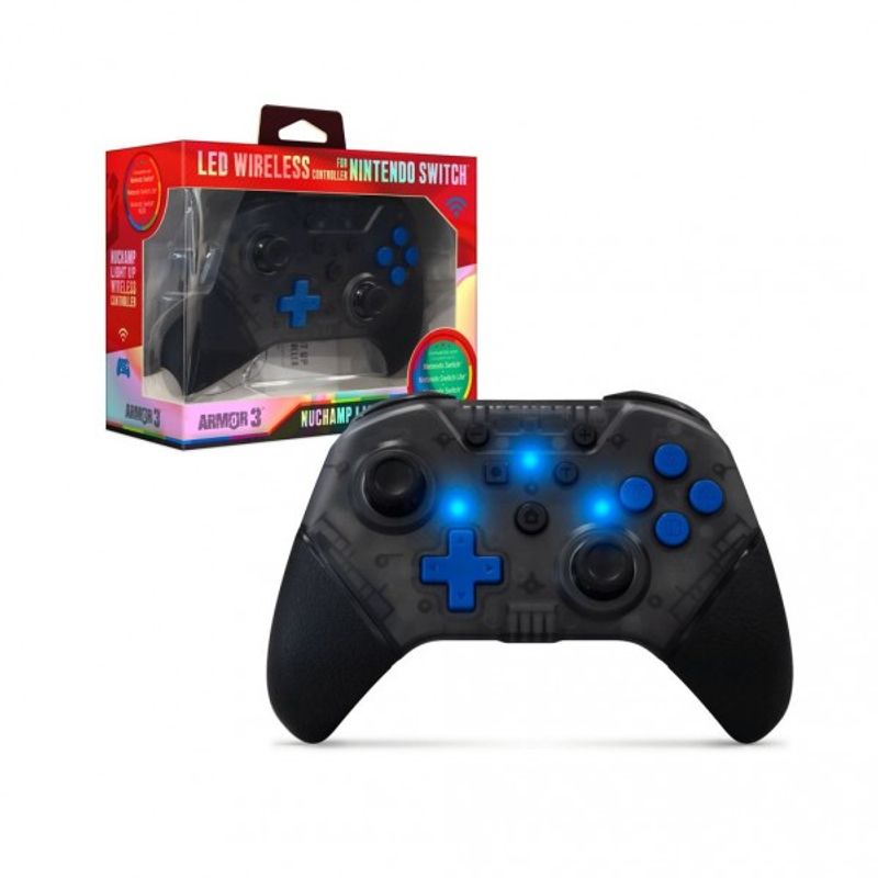 PC, gaming si accesorii - Gaming - Accesorii gaming - Controlere, Volane si Casti gaming - Controller wireless Armor3 NuChamp Nintendo Switch LED, gri - Infinity.ro