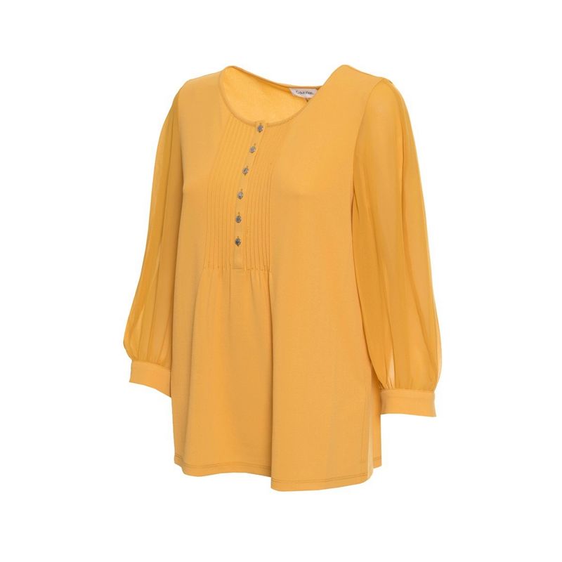 Fashion, accesorii si bijuterii - Femei - Imbracaminte femei - Camasi si bluze femei - Bluza dama Calvin Klein M0AHK838 S INTL Galben Ocru - Infinity.ro
