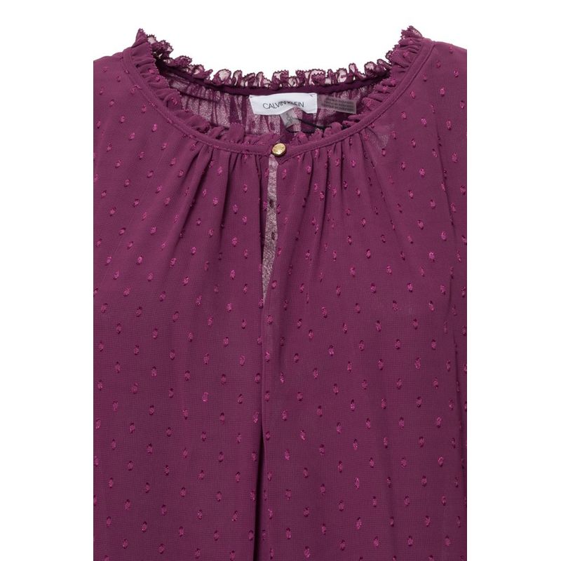 Fashion, accesorii si bijuterii - Femei - Imbracaminte femei - Camasi si bluze femei - Bluza dama Calvin Klein M0IAH597 XS INTL Visiniu - Infinity.ro