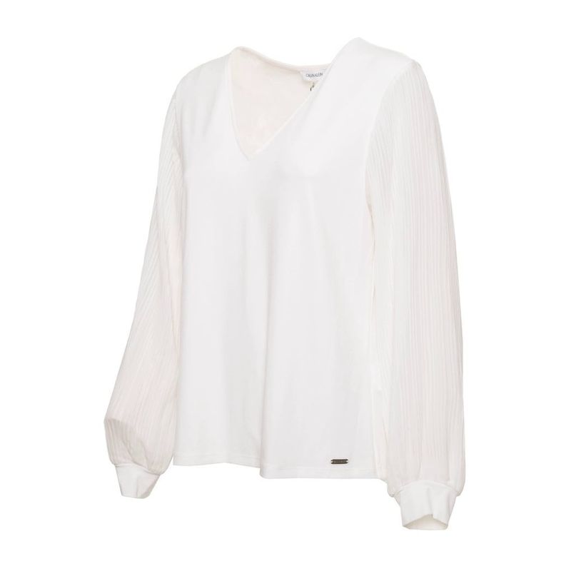 Fashion, accesorii si bijuterii - Femei - Imbracaminte femei - Camasi si bluze femei - Bluza dama Calvin Klein M0LH7876 S INTL Alb - Infinity.ro