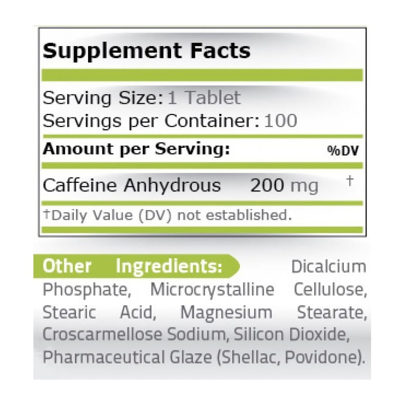 Ingrijire personala si Cosmetice - Sanatate si wellness - Suplimente alimentare - Vitamine si minerale - Pure Nutrition USA Cafeina anhidra 200 mg 100 tablete (Inlocuitor cafea) - Infinity.ro