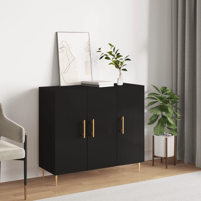 Casa si Gradina - Mobilier - Comode si corpuri - Comode - Dulap, negru, 90x34x80 cm, lemn compozit - Infinity.ro