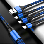 Laptop, Telefoane si Tablete - Telefoane mobile si accesorii - Accesorii Telefoane - Cabluri si adaptoare telefoane - Cablu de date 3 in 1 cu incarcare rapida GAVIO®, USB la USB-C, Lightning, MicroUSB, 1.2m, 5A, universal, Albastru - Infinity.ro