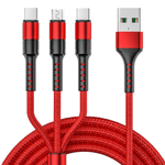Laptop, Telefoane si Tablete - Telefoane mobile si accesorii - Accesorii Telefoane - Cabluri si adaptoare telefoane - Cablu de date 3 in 1 cu incarcare rapida GAVIO®, USB la USB-C, Lightning, MicroUSB, 1.2m, 5A, universal, Rosu - Infinity.ro