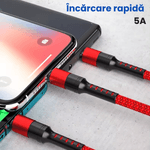 Laptop, Telefoane si Tablete - Telefoane mobile si accesorii - Accesorii Telefoane - Cabluri si adaptoare telefoane - Cablu de date 3 in 1 cu incarcare rapida GAVIO®, USB la USB-C, Lightning, MicroUSB, 1.2m, 5A, universal, Rosu - Infinity.ro